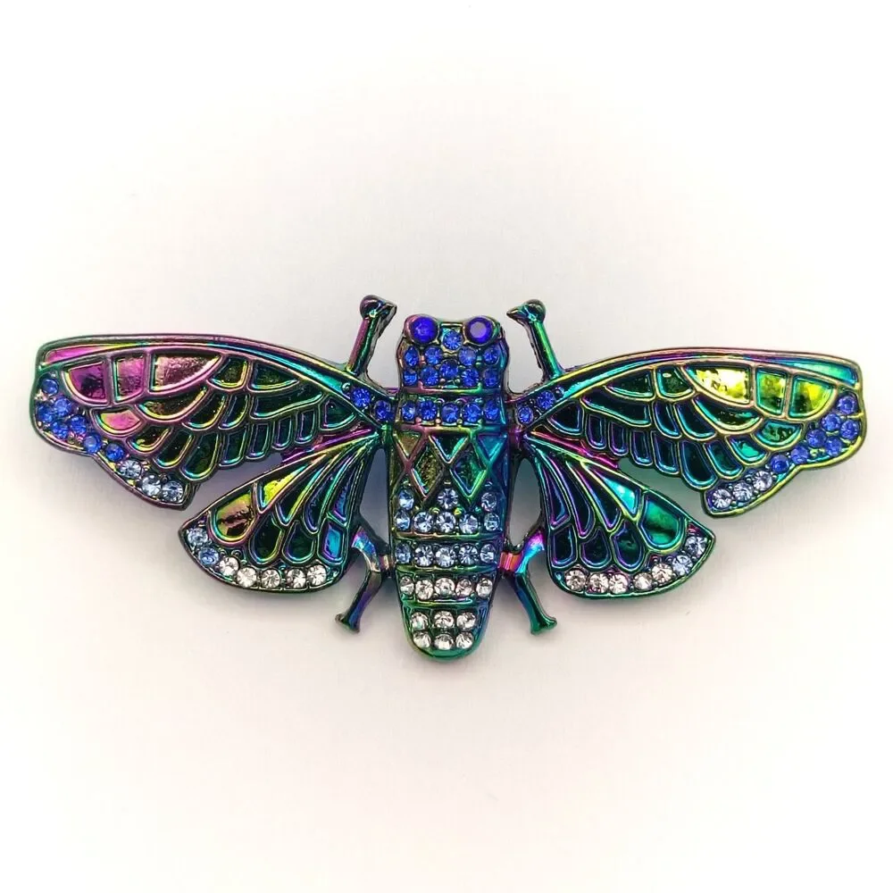 Iridescent Cicada Brooch Pin 2.5